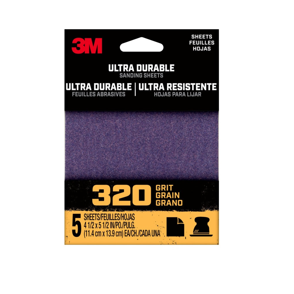 3M 27365 Ultra Durable Sanding Sheets, 320 Grit