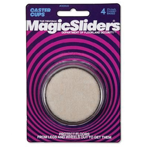 Magic Sliders 30916 Carpet Based Aluminum Caster Cups, 2-1/2 inch, 4 Piece