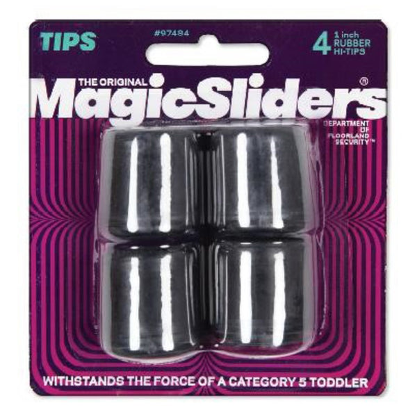 Magic Sliders 97484 Furniture Rubber Leg Tips, 1", Black