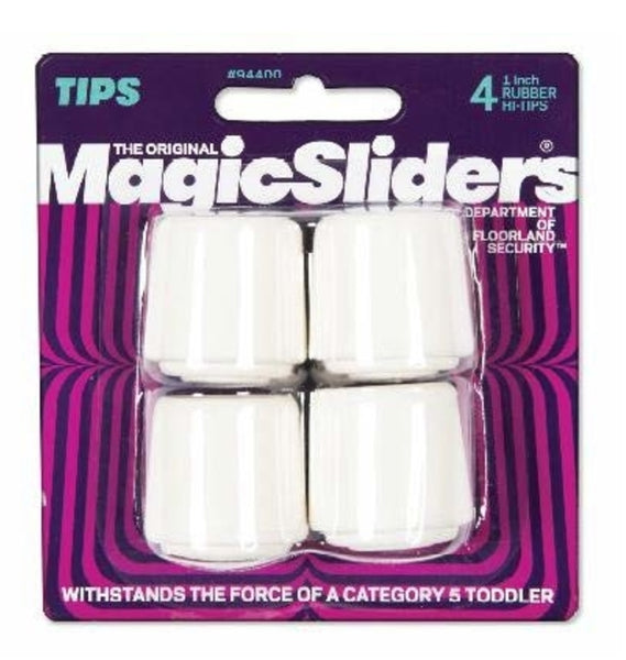 Magic Sliders 94400 Rubber Leg Tips, White, 1 inch