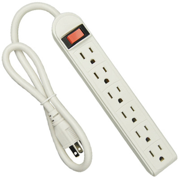 Master Electrician PS6152W 6 Outlet Power Strip, White, 2 Pack