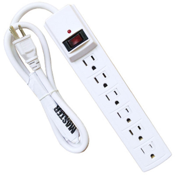Master Electrician YC-102F1 6 Outlet Surge Protector Strip, White