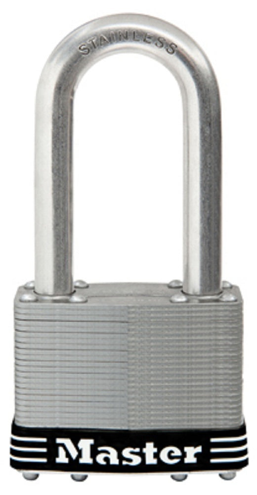 Master Lock 15SSKADLJHC 5-Pin Cylinder Laminated Padlock, Stainless Steel, 2.5 Inch