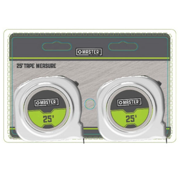 Master Mechanic TV217928-2PACK Tape Measure, 25 Feet x 1 Inch