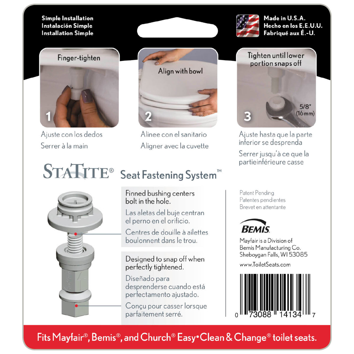 Mayfair 7MSTATITEKIT Toilet Seat Hinge Bolts, White