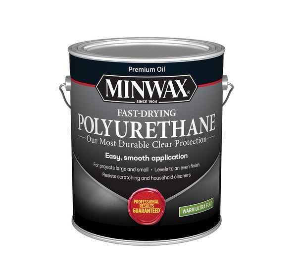 Minwax 710270000 Fast-Drying Polyurethane, Warm Ultra Flat, 1 Gallon