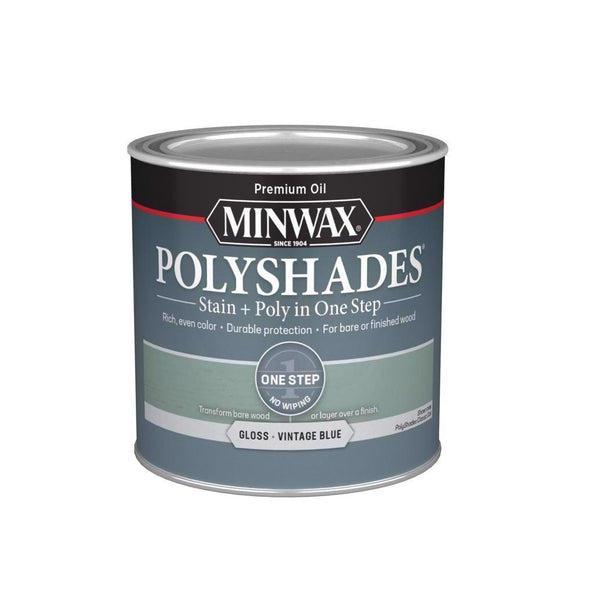 Minwax 214944444 PolyShades Stain and Polyurethane Finish, Vintage Blue, 1/2 Pint