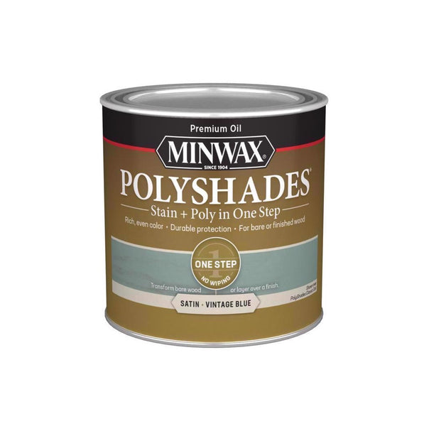 Minwax 213944444 PolyShades Stain and Polyurethane Finish, Vintage Blue, 1/2 Pint