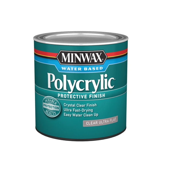 Minwax 211114444 Polycrylic Ultra Flat Protective Finish, 1/2 Pint
