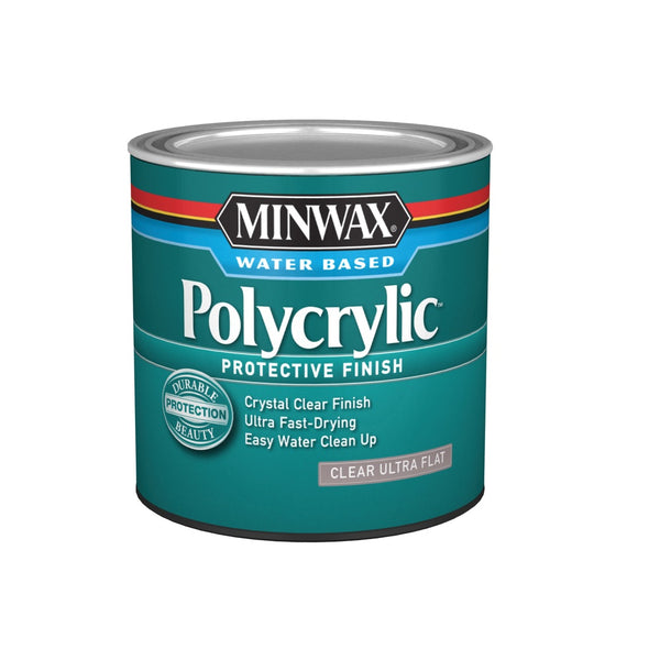 Minwax 211114444 Polycrylic Ultra Flat Protective Finish, 1/2 Pint