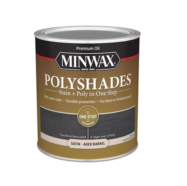 Minwax 613994444 Polyshades Stain abd Polyurethane Finish, Aged Barrel, 1 Quart