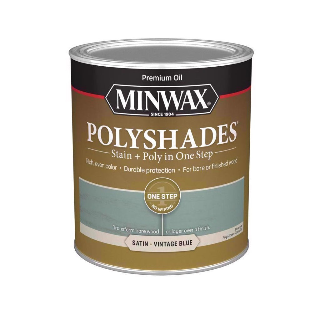 Minwax 613944444 Polyshades Stain and Polyurethane Finish, Vintage Blue, 1 Quart