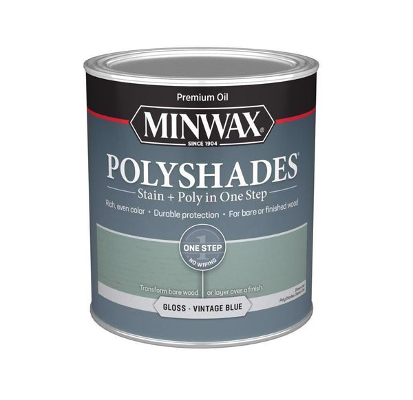 Minwax 614944444 Polyshades Stain and Polyurethane Finish, Vintage Blue, 1 Quart