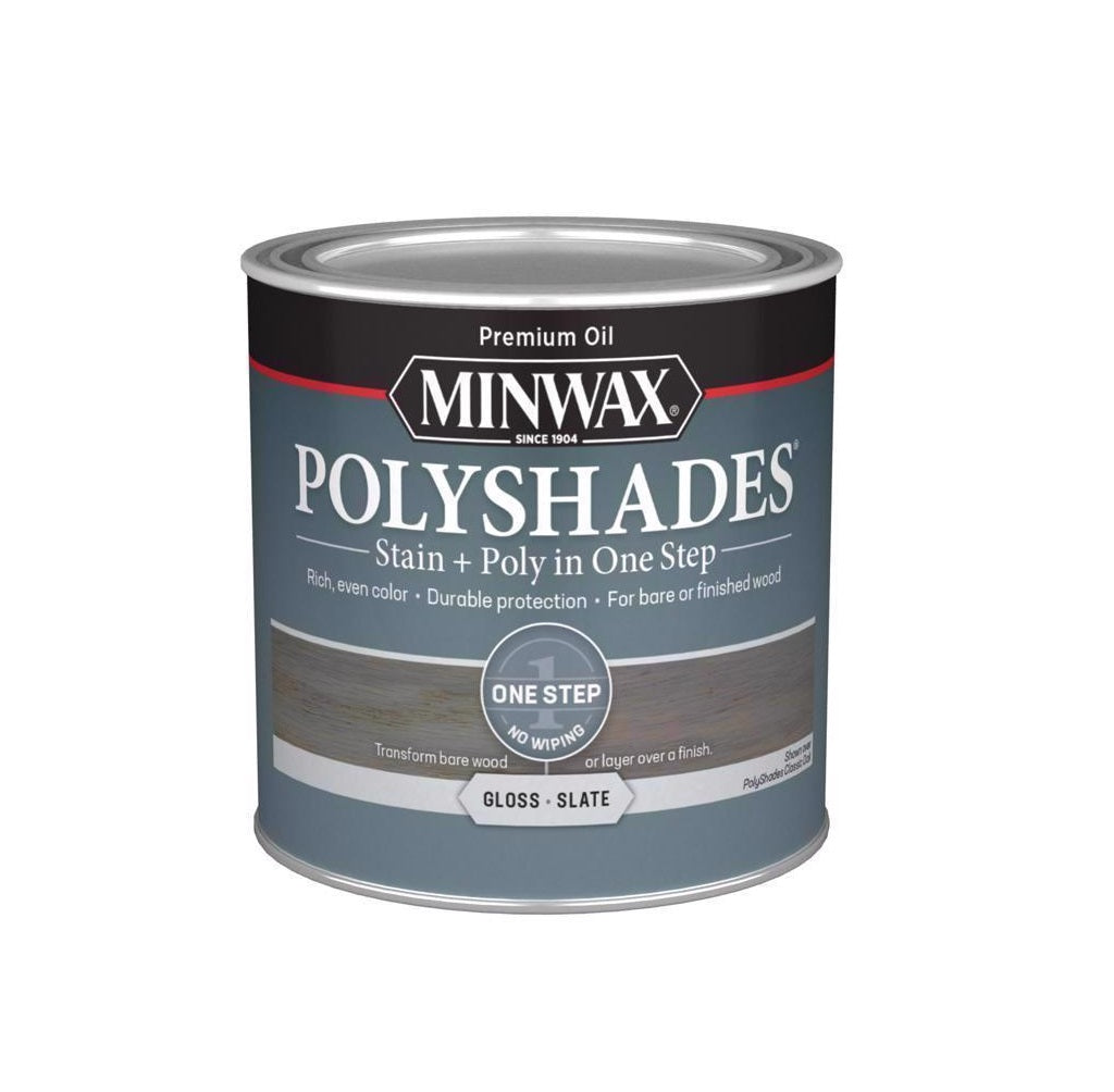 Minwax 214984444 Polyshades Stain and Polyurethane Finish, Slate, 1/2 Pint