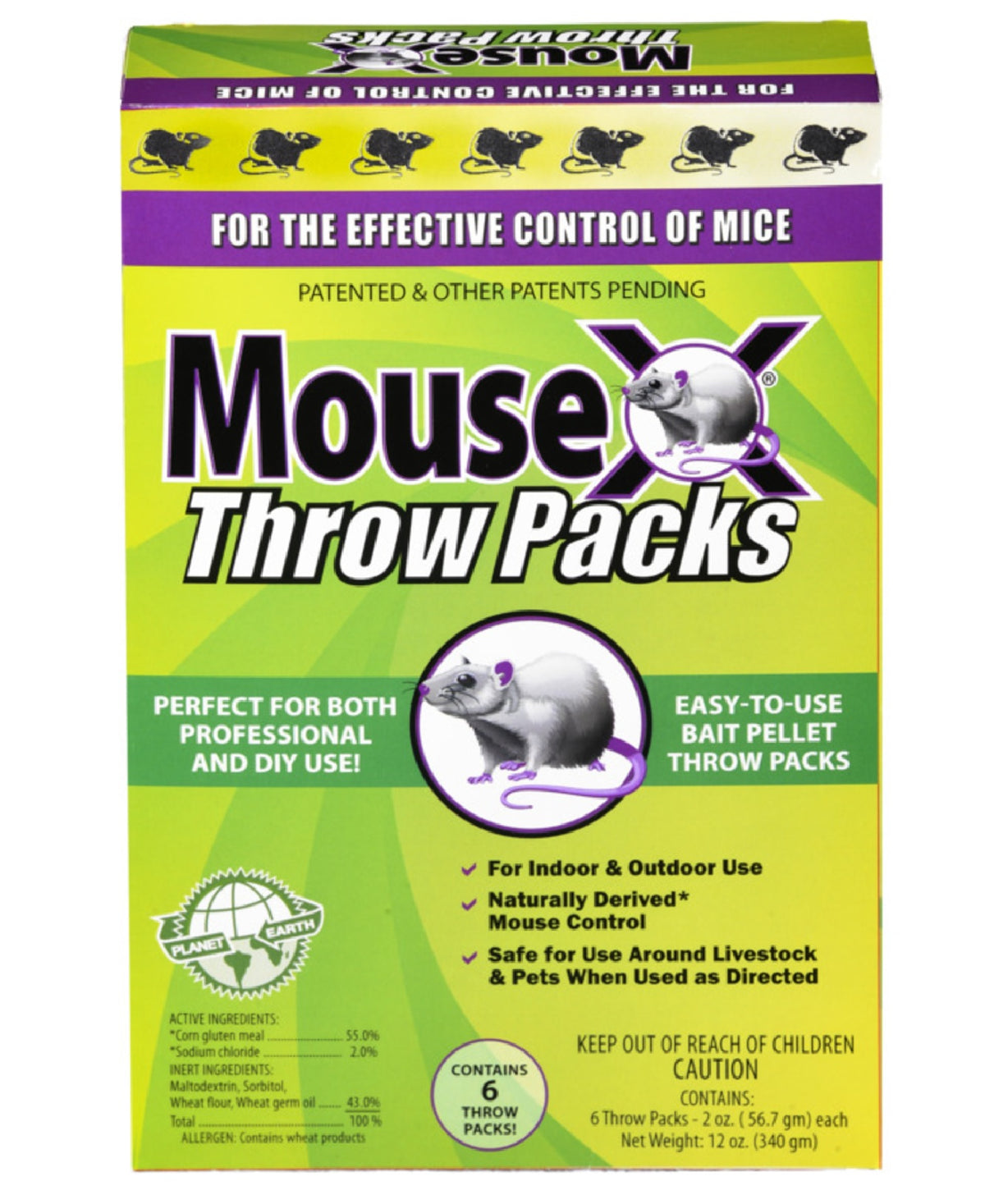 MouseX 620206 Throw Packs Bait Pellets For Mice, Pack of 6