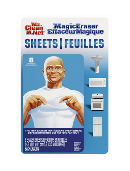 Mr Clean 90656 Magic Eraser Sheets, White, 8 count