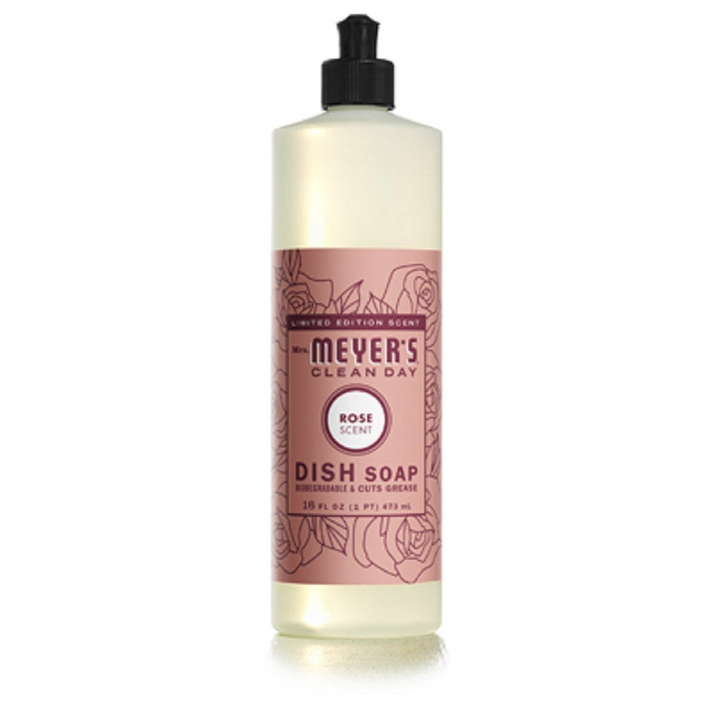Mrs. Meyer's Clean Day 11398 Rose Scent Liquid Dish Soap, 16 OZ