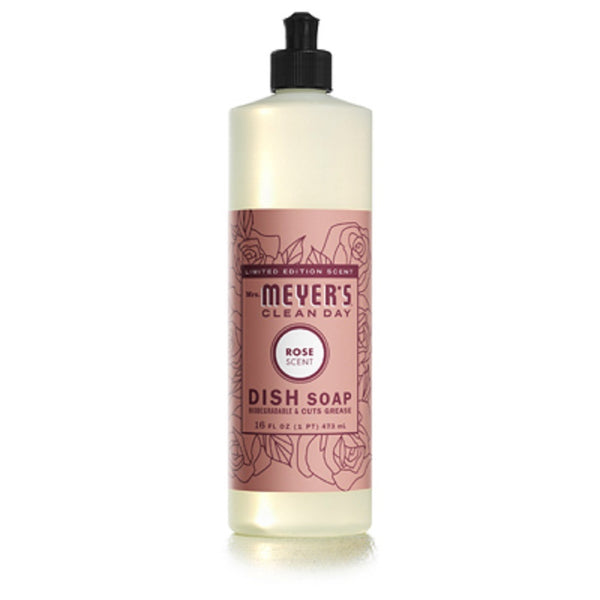 Mrs. Meyer's Clean Day 11398 Rose Scent Liquid Dish Soap, 16 OZ