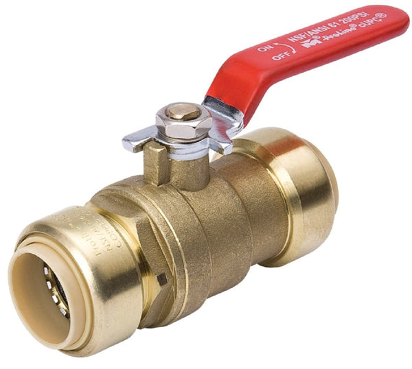 Mueller 107-063HC ProLine Push-Fit Full Port Ball Valve, 1/2"x1/2", Forged Brass