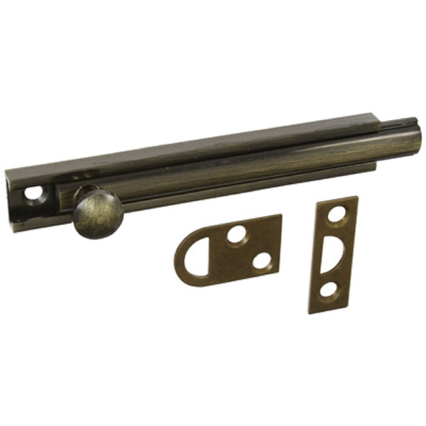 National Hardware N198-002 Surface Bolt, Antique Brass, 4 Inch