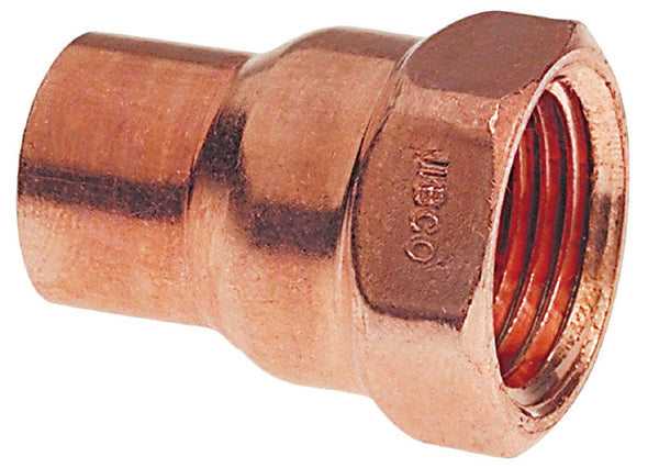 Nibco W01050D Copper Female Adapter, 1/2 Inch x 3/8 Inch