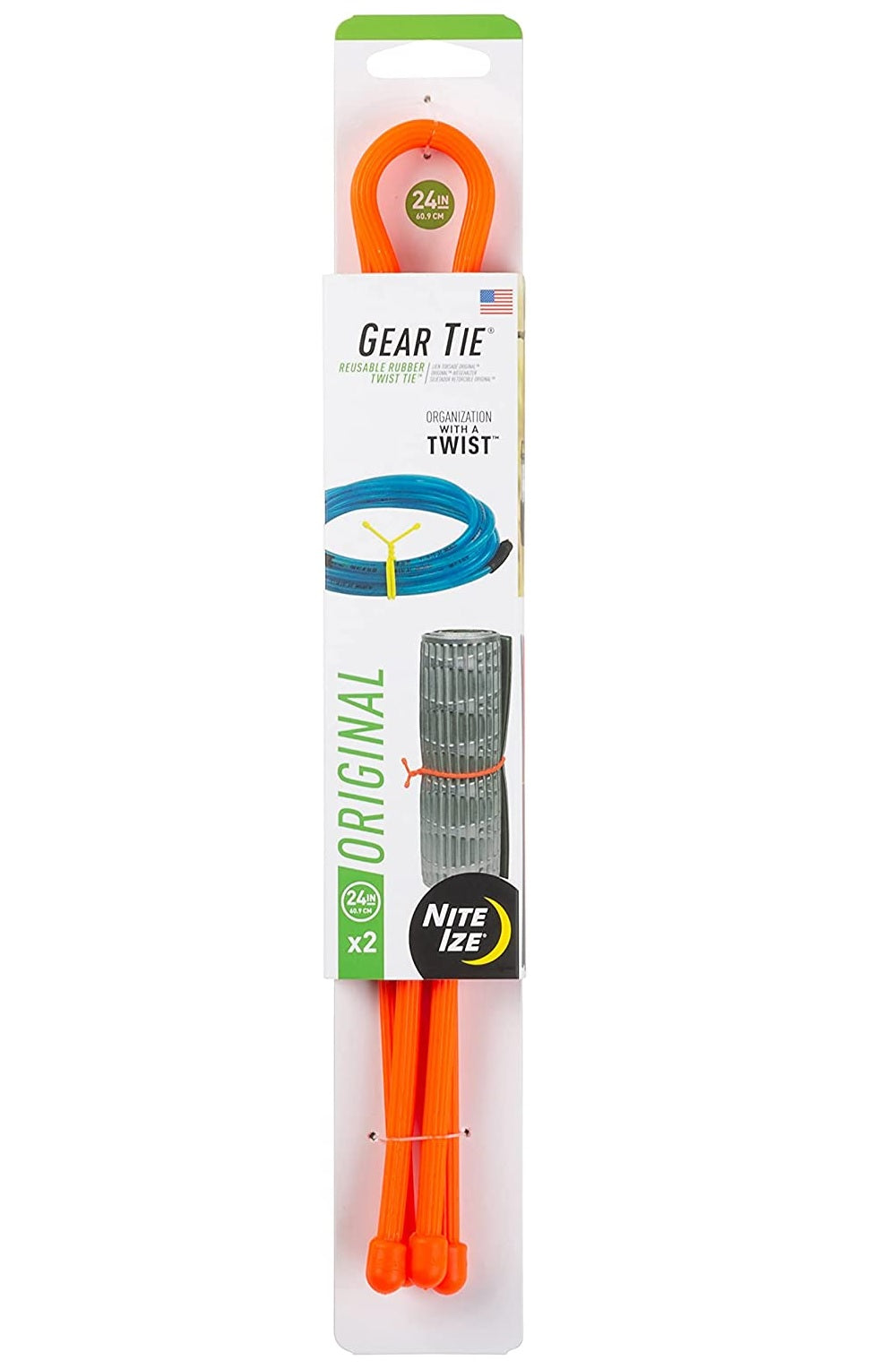 Nite Ize GT24-31-2R3 Gear Tie Reusable Twist Tie, Bright Orange