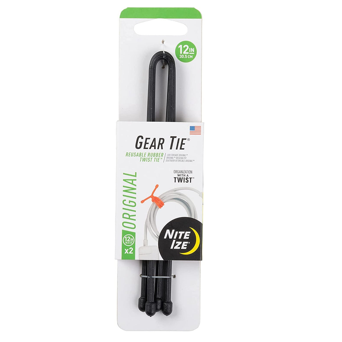 Nite Ize GT12-01-2R3 Gear Tie Reusable Twist Tie, Black