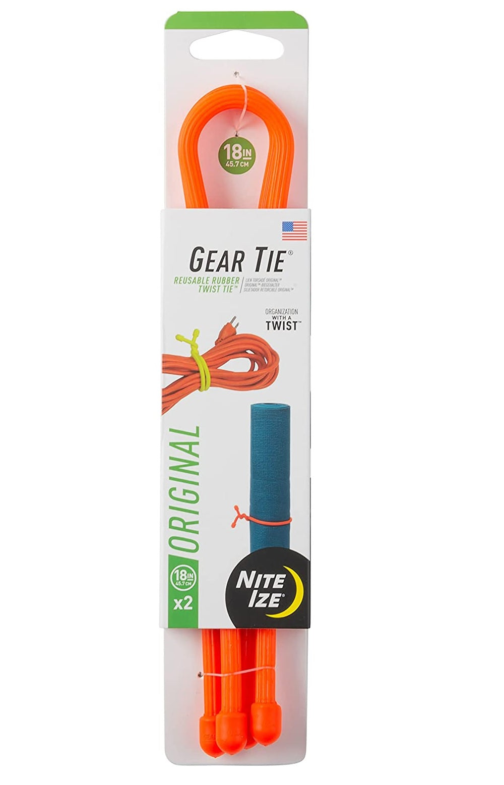 Nite Ize GT18-31-2R3 Gear Tie Reusable Twist Tie, Bright Orange