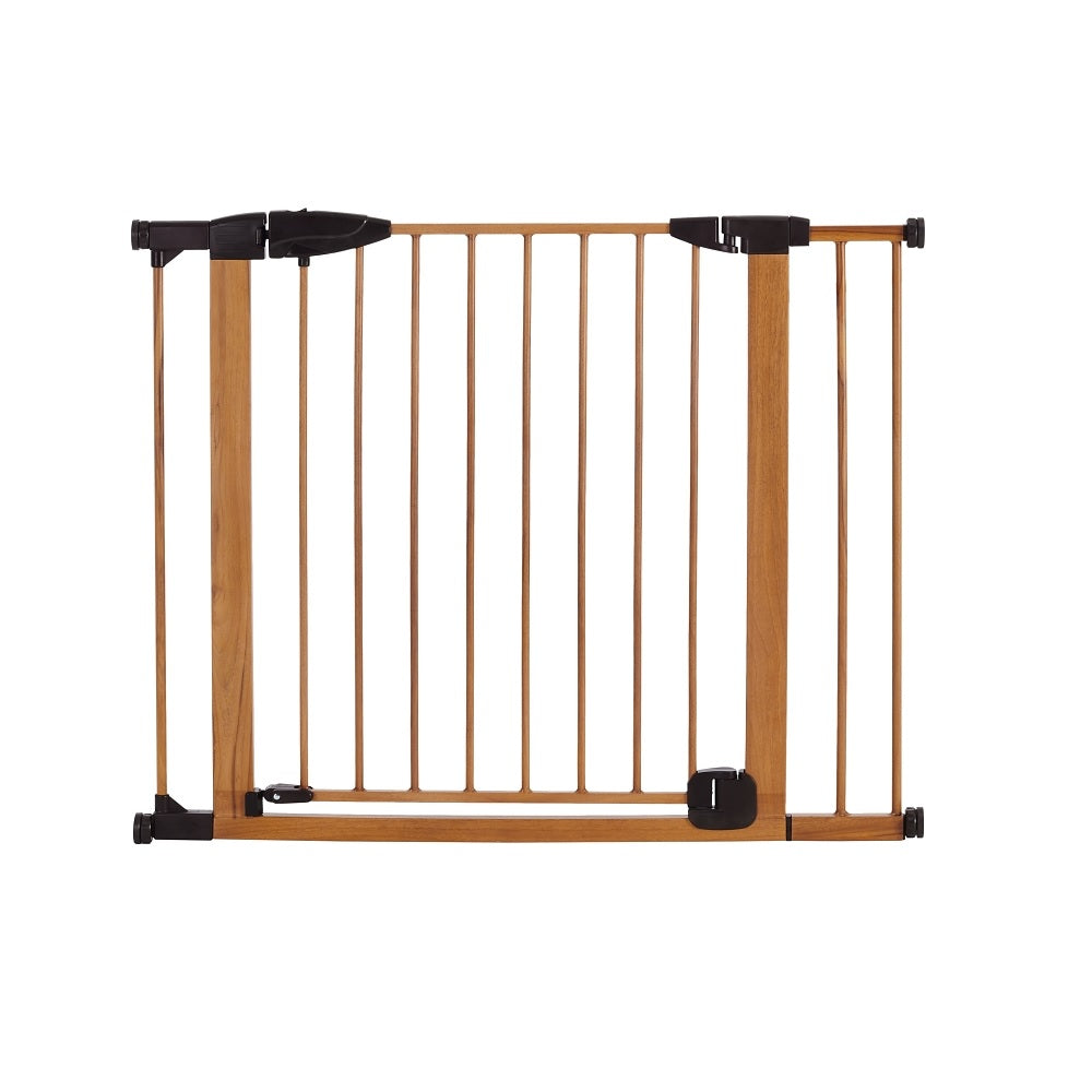 North States 5347 WoodCraft Steel Auto-Close Toddler Gate, Steel/Wood