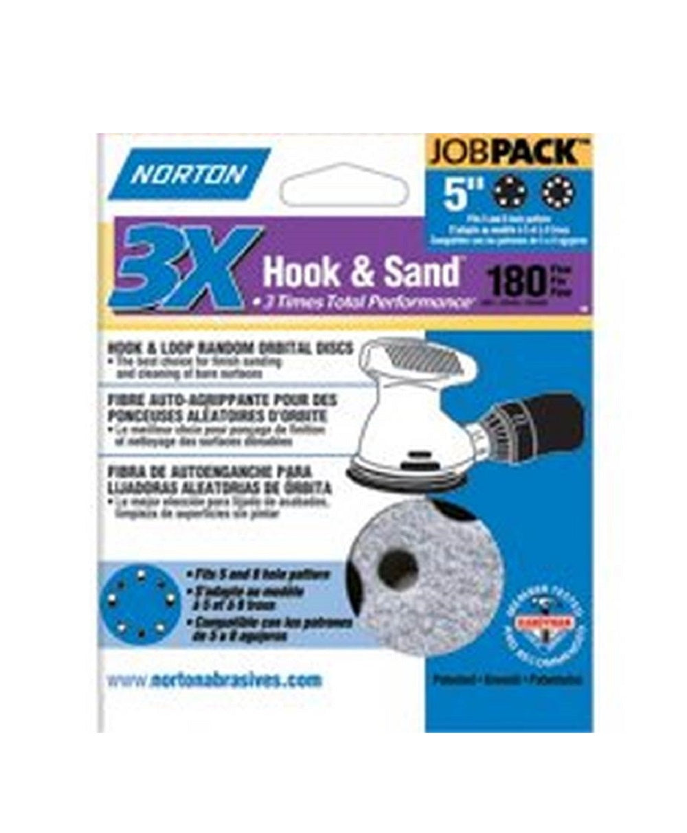 Norton 04037 Job Pack Sanding Disc, P180 Grit, 5"