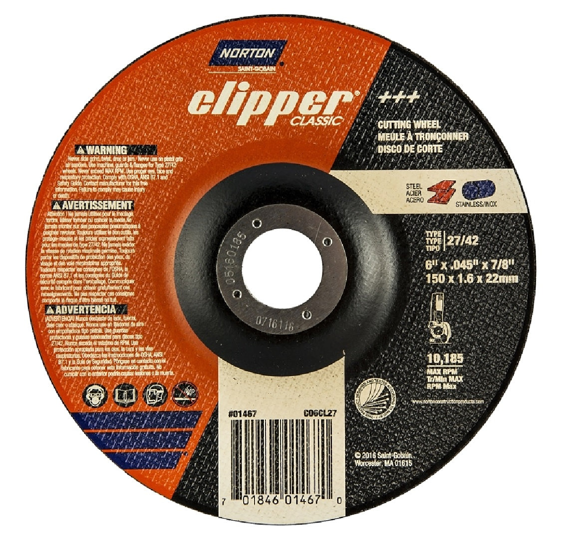 Norton 70184601467 Clipper Classic Cut-Off Wheel, Aluminum Oxide