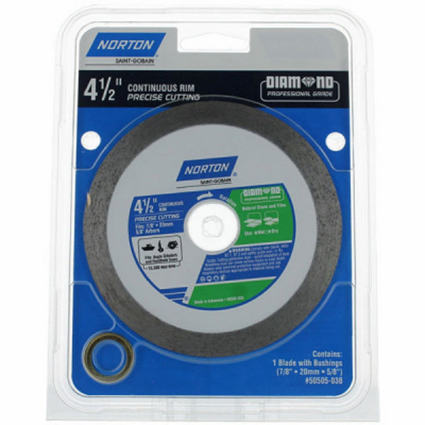 Norton 50505-038 Continuous Rim Diamond Saw Blade, 4.5 Inch