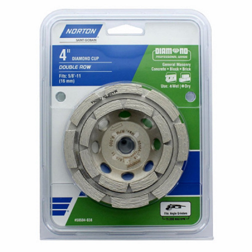 Norton 50504-038 Double Row Diamond Cup Wheel, 4 Inch