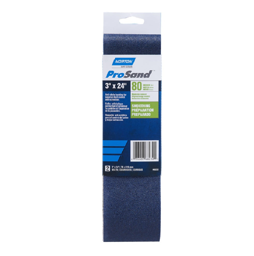 Norton 07660768232 Sanding Belt, 80 Grit, 3 Inch x 24 Inch