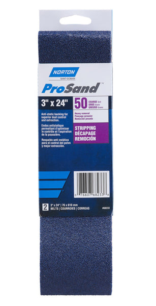 Norton 68233 Sanding Belt, 50 Grit, 3 Inch x 24 Inch