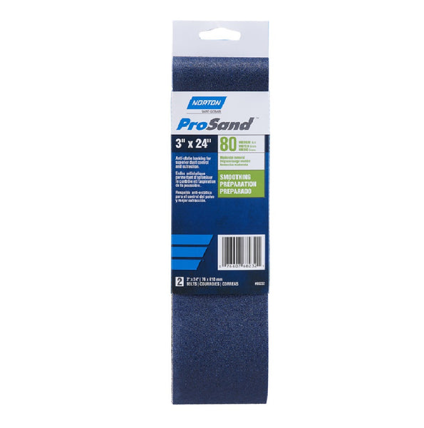 Norton 07660768232 Sanding Belt, 80 Grit, 3 Inch x 24 Inch