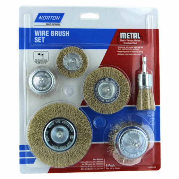 Norton 50589-038 Wire Brush Cup Set, 6 Piece