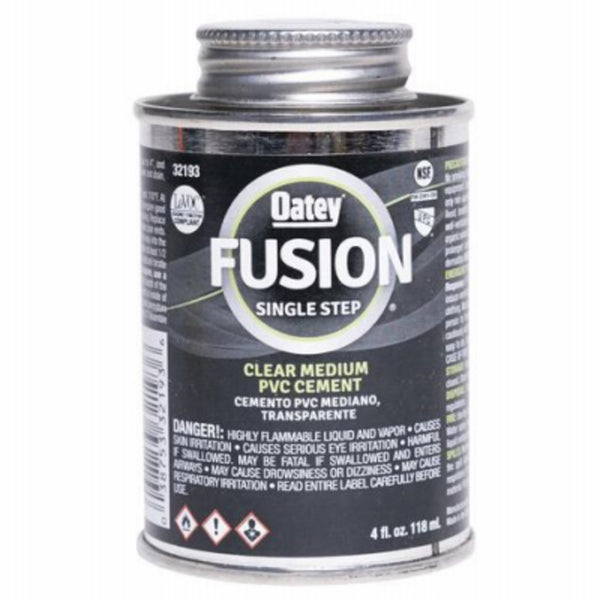 Oatey 321935 Fusion Single Step clear Self-Priming Cement, 4 Oz