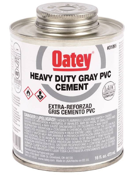 Oatey 31094 Heavy-Duty PVC Cement, 8 Oz, Gray