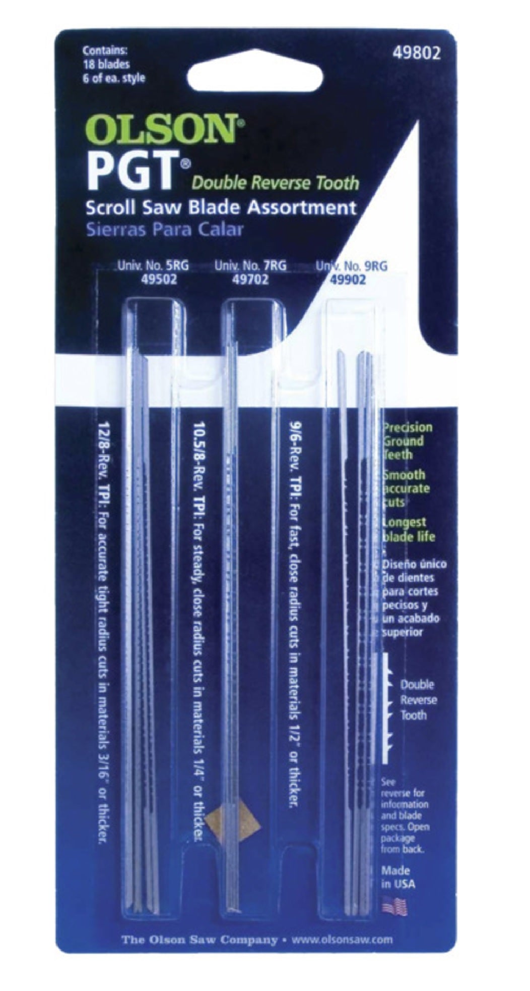 Olson Saw PG49802 PGT Assortment Scroll Saw Blade, Steel, 5 Inch