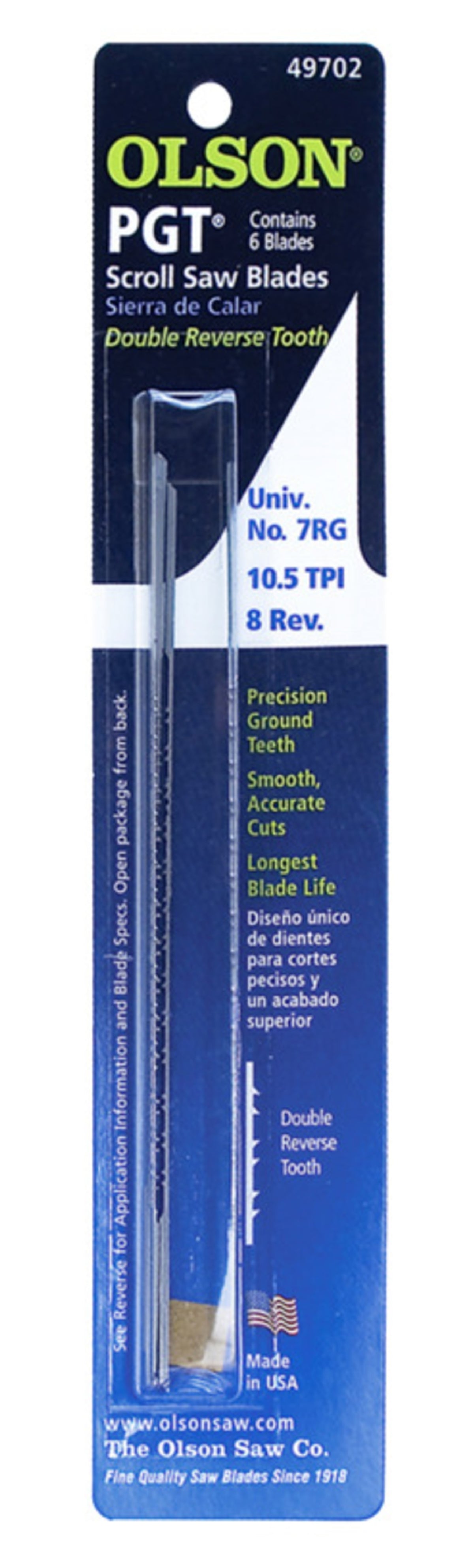 Olson Saw PG49702 Precision Ground Scroll Saw Blade