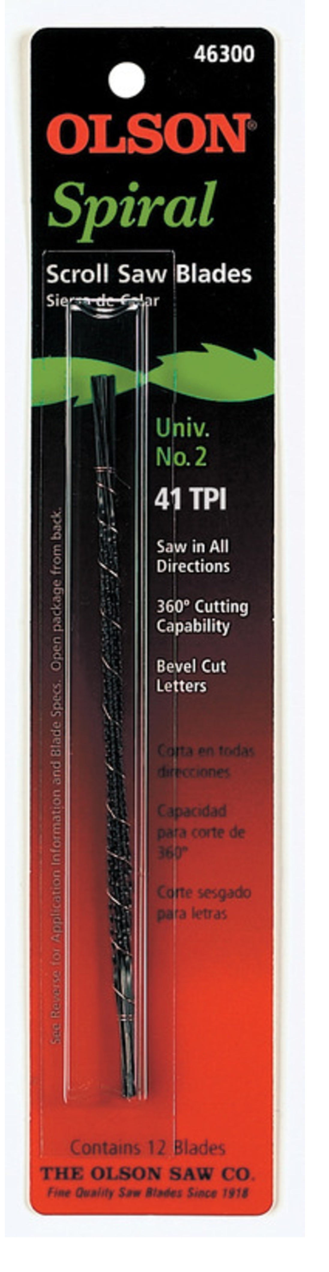 Olson Saw SP46300 Spiral Scroll Saw Blade, 41 TPI, 5 Inch – Toolbox Supply
