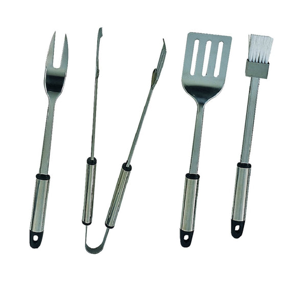 Omaha Q-430A3L Barbecue Tool Set with Handle and Hanger, Stainless Steel