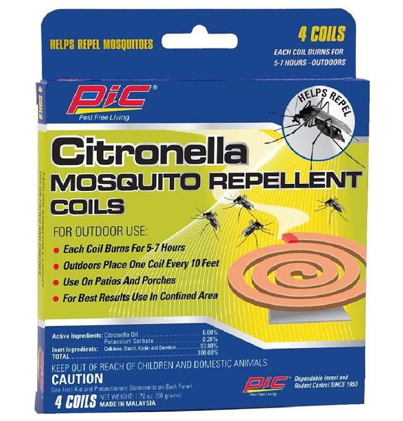 PIC CITCOIL-4 Mosquito Repellent Citronella Coils, 4 Coils