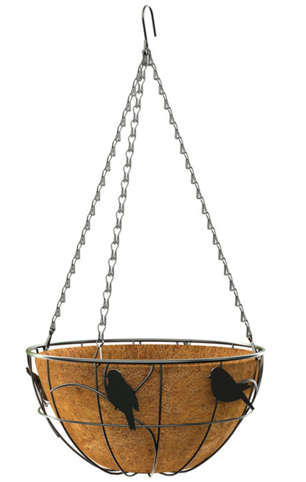 Panacea 84252GT Green Thumb Classic Perching Birds Hanging Basket, Black