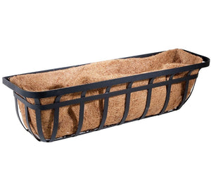 Panacea 88557GT Green Thumb Flat Iron Motif Window Planter Trough Basket, Black