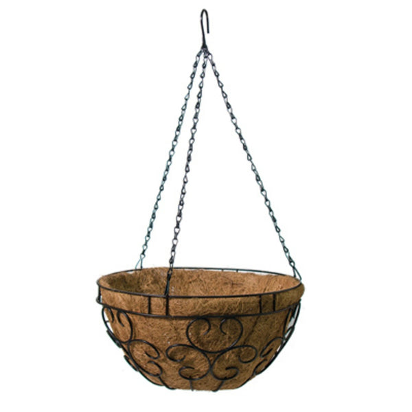 Panacea 88620GT Green Thumb Romantic Style Hanging Basket, Black