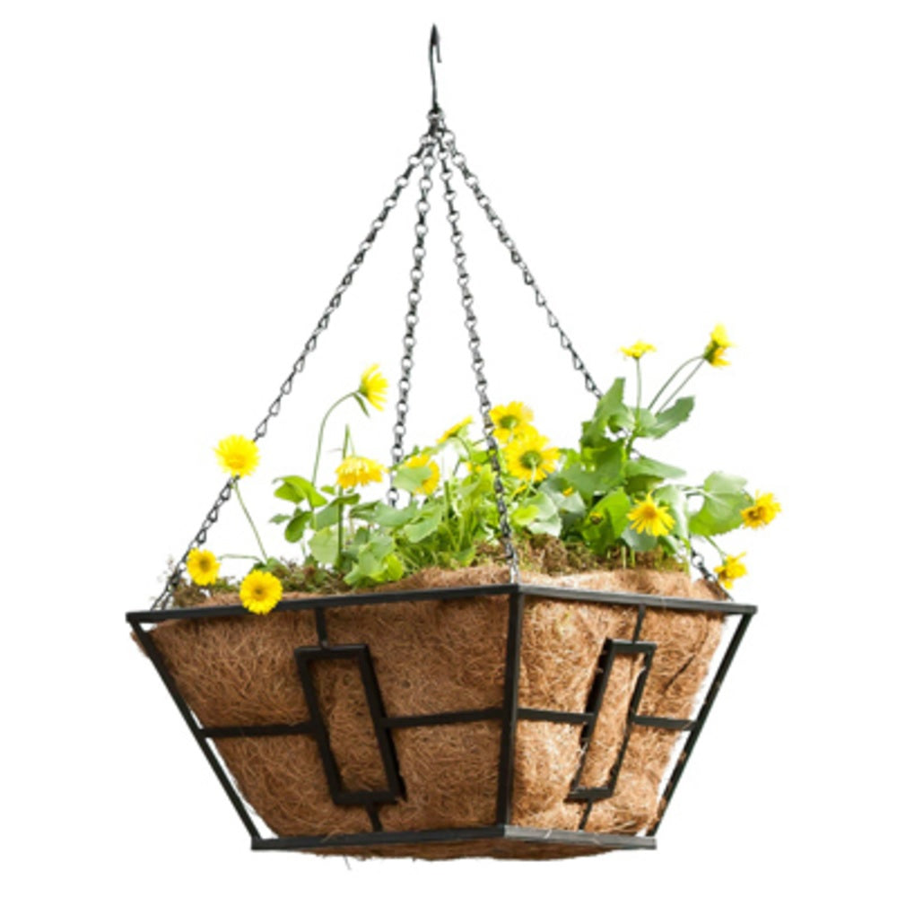 Panacea 87850GT Green Thumb Square Contemporary Style Hanging Basket, Black