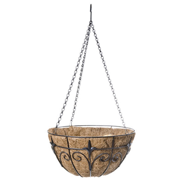 Panacea 88512GT Round Hanging Basket, Black Finial Motif