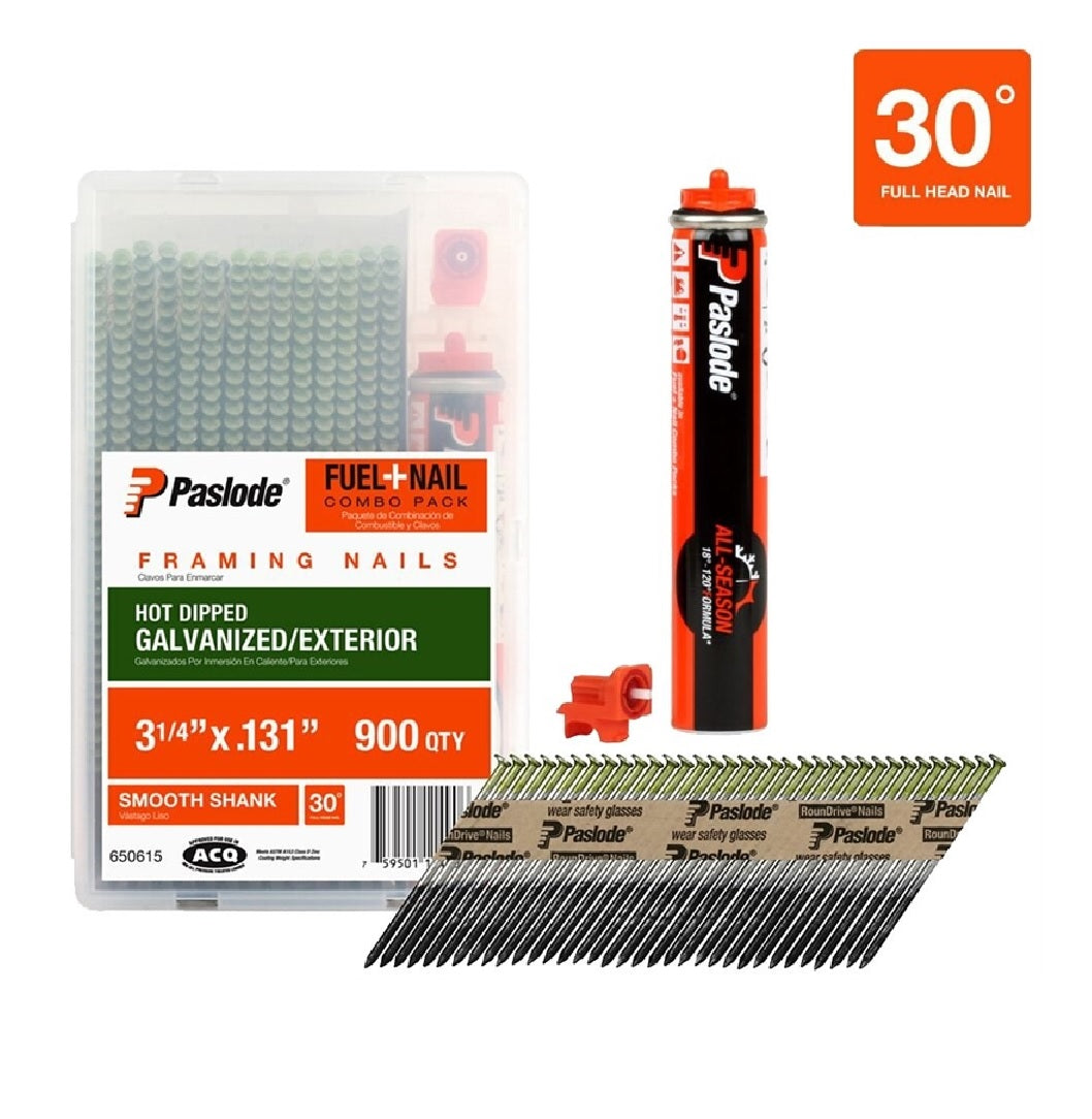 Paslode 650615 Smooth Galvanized Fuel Nail Pack, 3-1/4 Inch L x 0.131 D